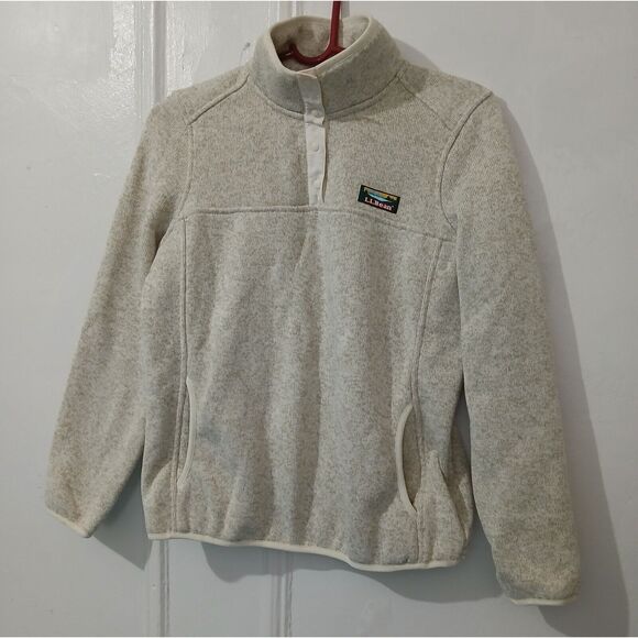 LL. bean Sweater Fleece Pullover Snap T Womens Small cream - Picture 1 of 5